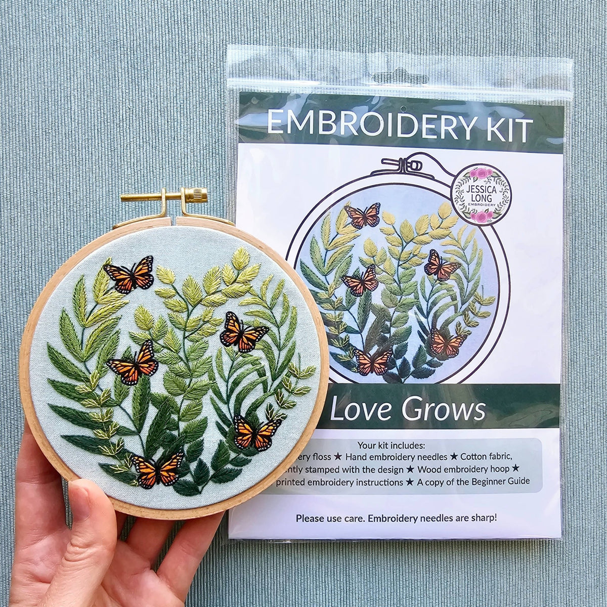 5" 'Love Grows' Butterfly Embroidery Kit - Shop at Persephone's Hearth