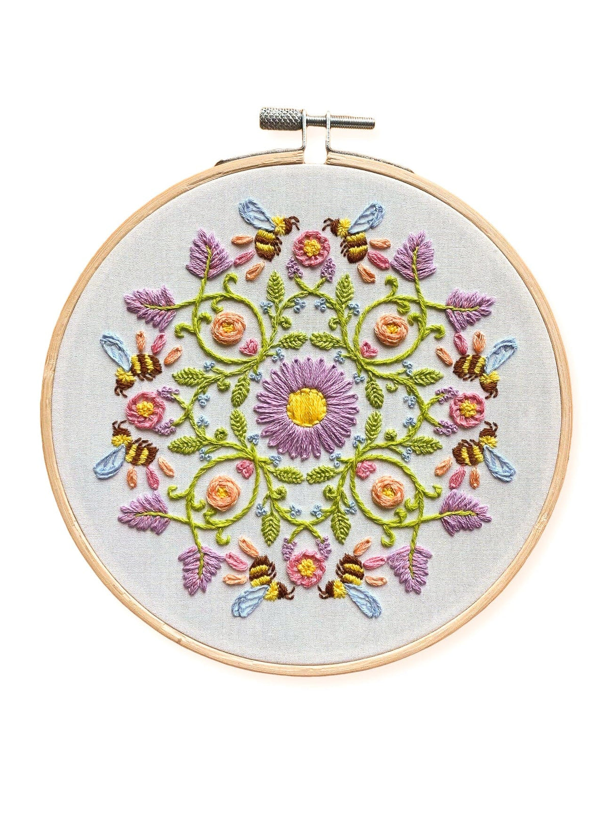 6" Bee Mandala DIY Embroidery Kit - Shop at Persephone's Hearth