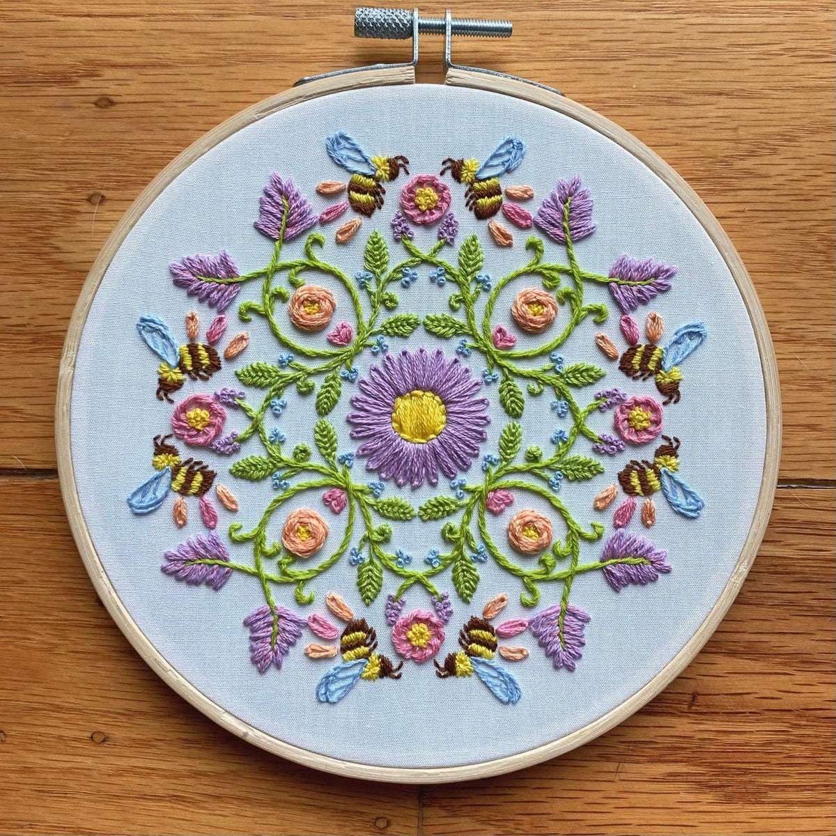 6" Bee Mandala DIY Embroidery Kit - Shop at Persephone's Hearth