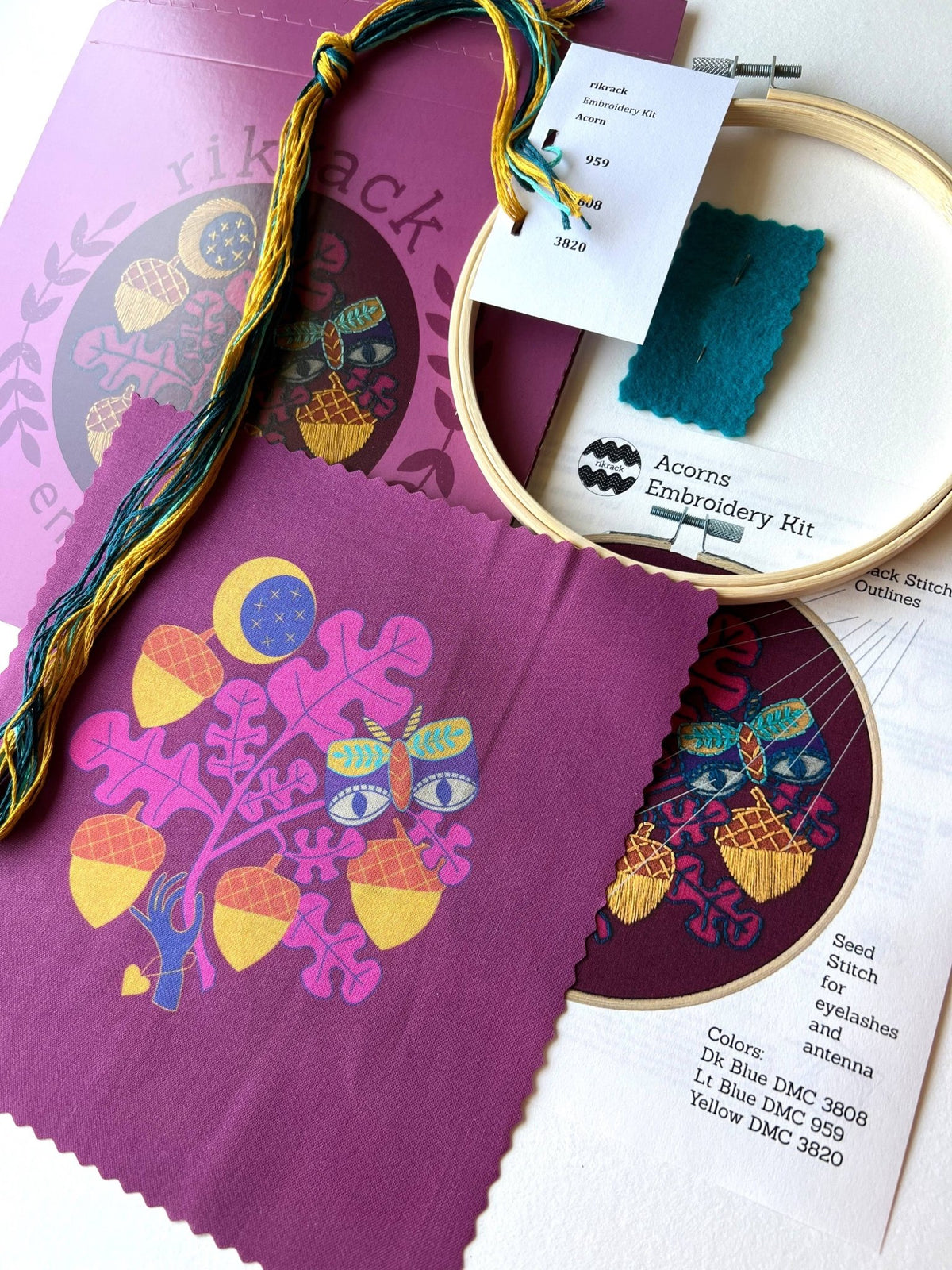 6" Beginner Acorns Embroidery Kit - Shop at Persephone's Hearth
