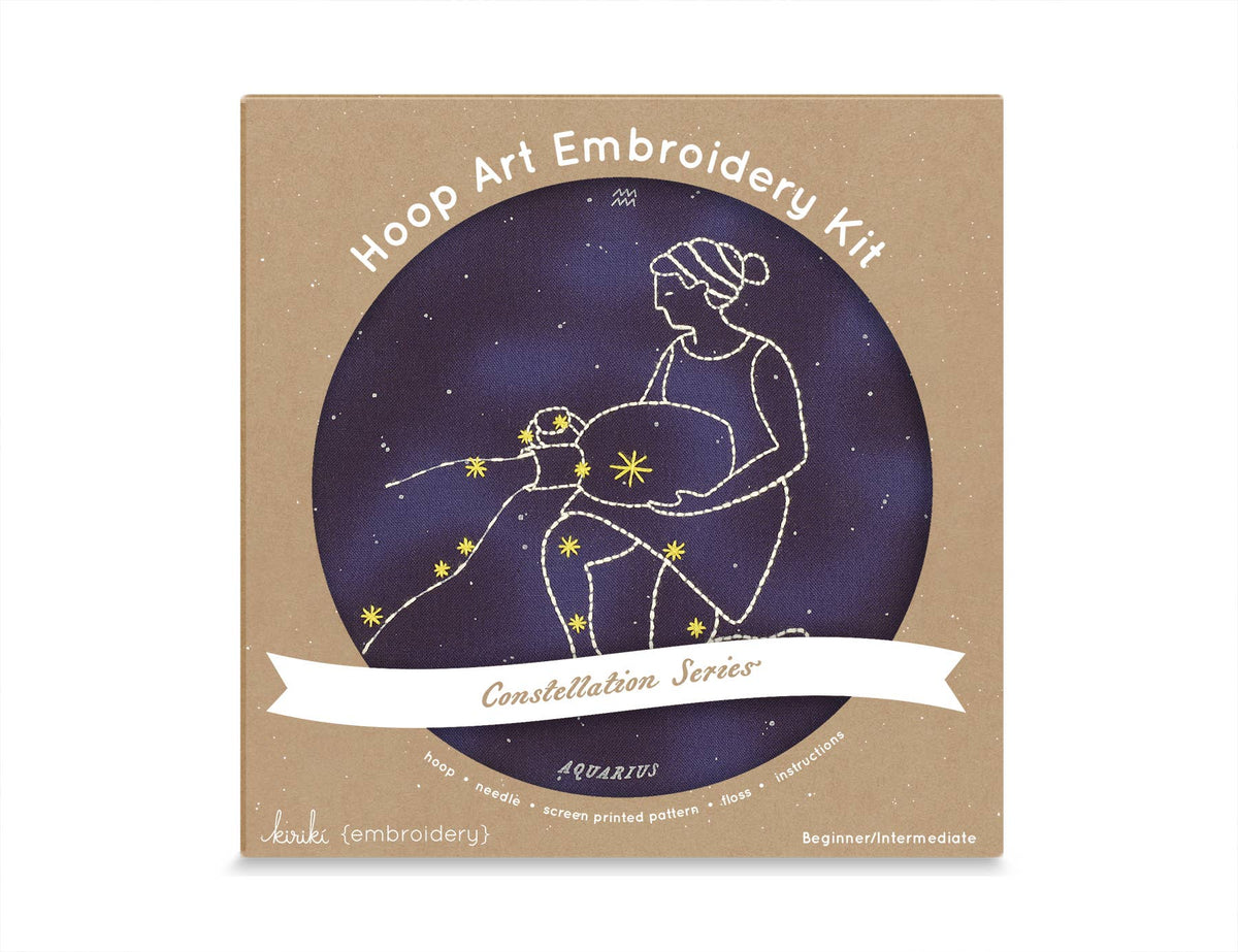 6" Beginner "Aquarius" Zodiac Embroidery Kit - Shop at Persephone's Hearth
