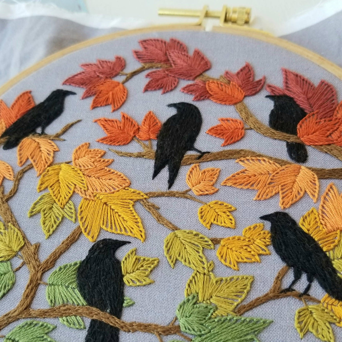 *Pre - order* 6" Beginner Autumn Birds Embroidery Kit - Shop at Persephone's Hearth