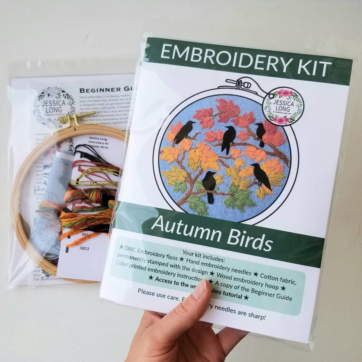 *Pre - order* 6" Beginner Autumn Birds Embroidery Kit - Shop at Persephone's Hearth