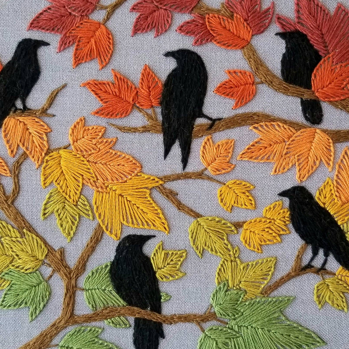 *Pre - order* 6" Beginner Autumn Birds Embroidery Kit - Shop at Persephone's Hearth