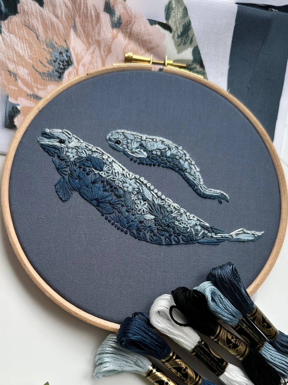 6" Beginner Baby Beluga Emboirdery Kit - Shop at Persephone's Hearth