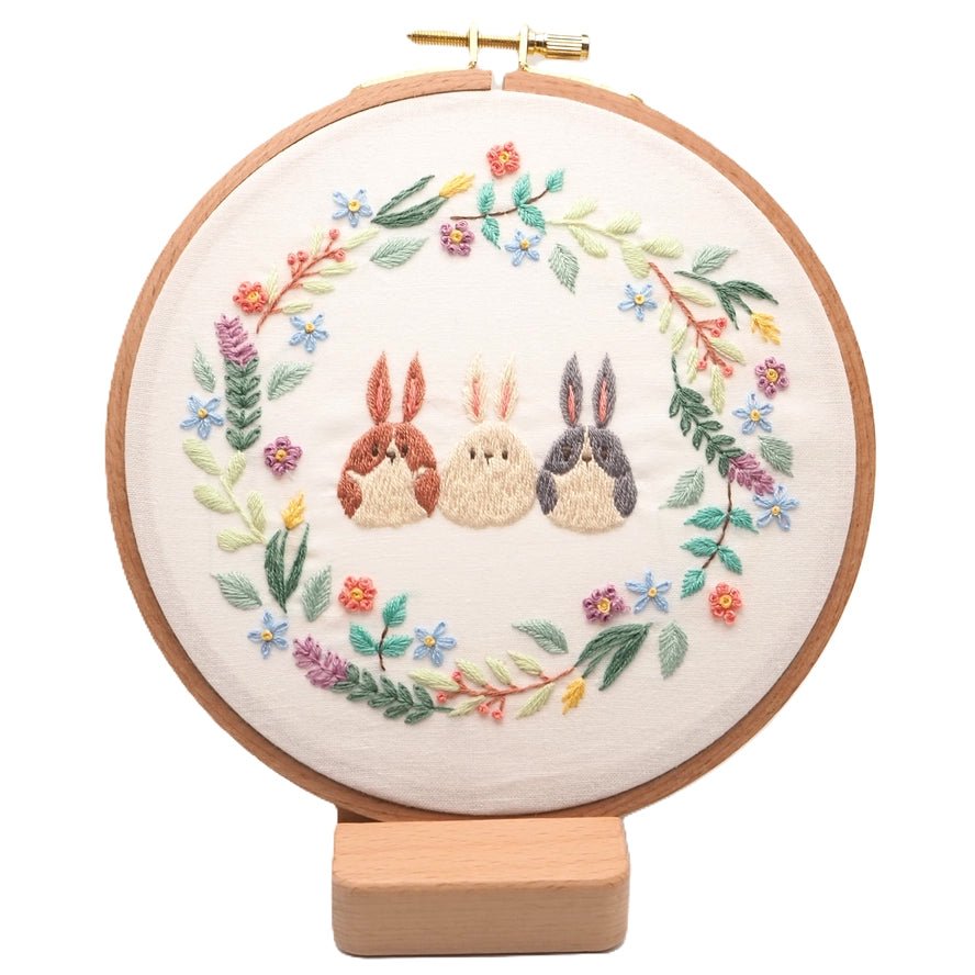 6" Beginner Botanical Bunnies Embroidery Kit - Shop at Persephone's Hearth