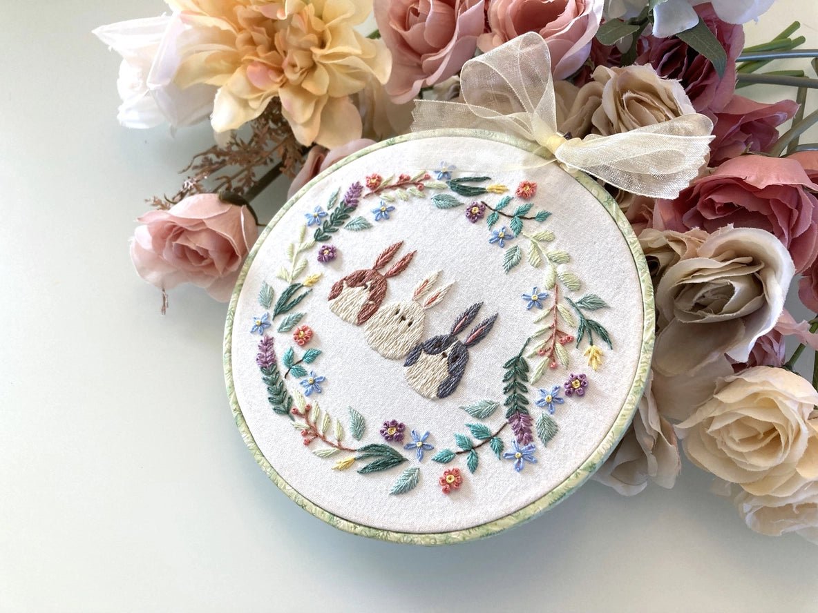 6" Beginner Botanical Bunnies Embroidery Kit - Shop at Persephone's Hearth