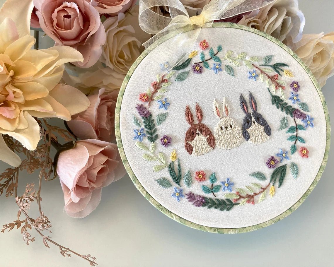 6" Beginner Botanical Bunnies Embroidery Kit - Shop at Persephone's Hearth