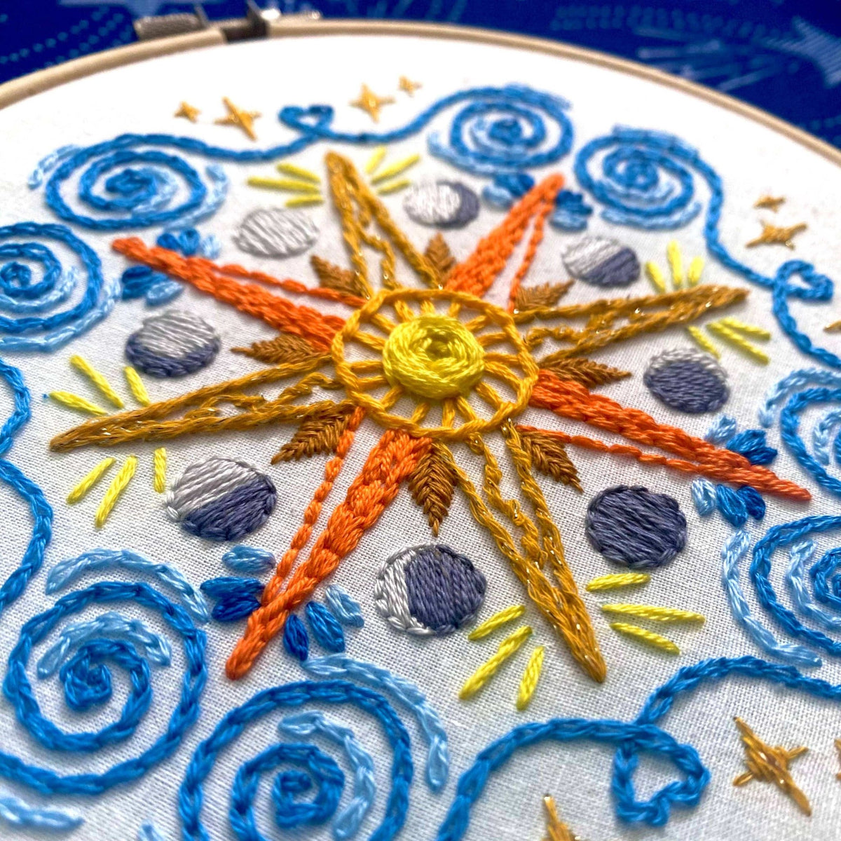 6" Beginner Celestial Mandala Sampler Embroidery Kit - Shop at Persephone's Hearth