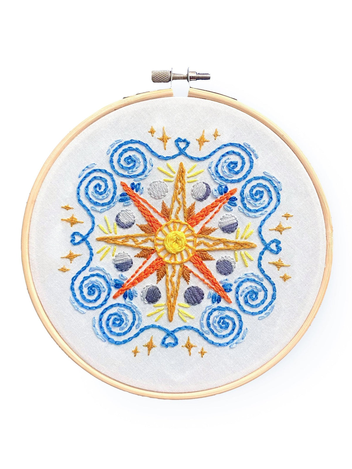6" Beginner Celestial Mandala Sampler Embroidery Kit - Shop at Persephone's Hearth