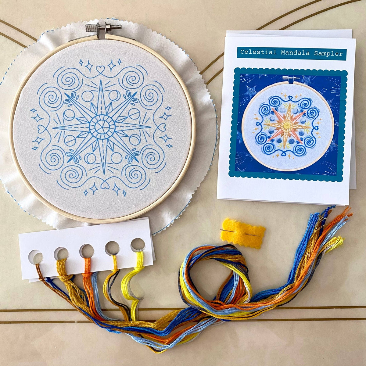 6" Beginner Celestial Mandala Sampler Embroidery Kit - Shop at Persephone's Hearth