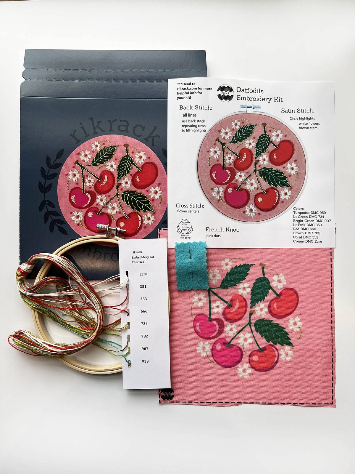 6" Beginner Cherries Embroidery Kit - Shop at Persephone's Hearth
