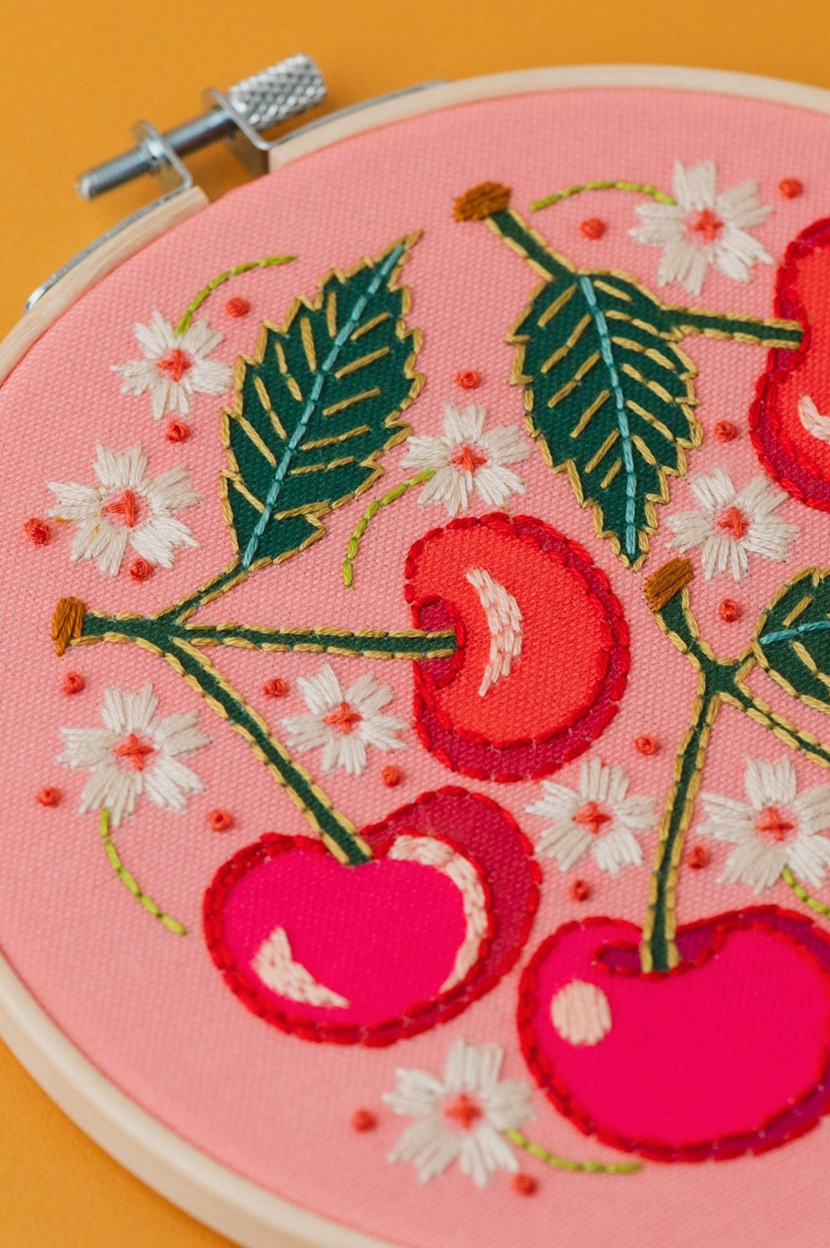6" Beginner Cherries Embroidery Kit - Shop at Persephone's Hearth