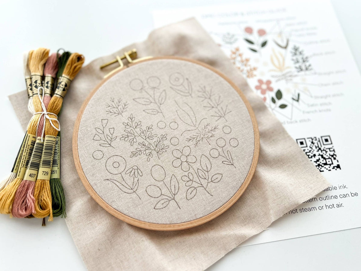 6" Beginner Floral Embroidery Kit - Shop at Persephone's Hearth