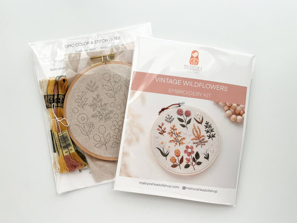 6" Beginner Floral Embroidery Kit - Shop at Persephone's Hearth