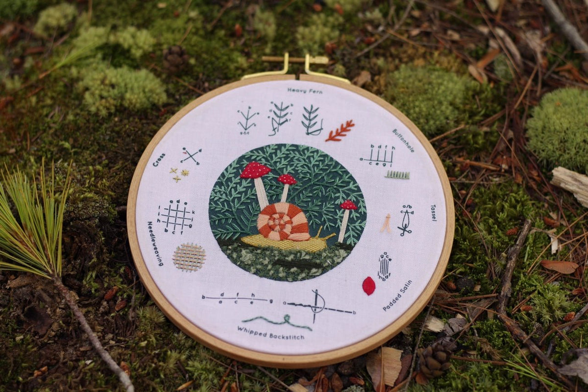 6" Beginner "Forest Floor" Embroidery Sampler - Shop at Persephone's Hearth
