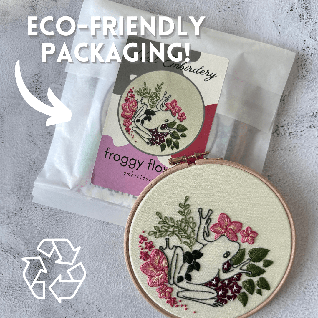 6" Beginner Froggy Flowers Embroidery Kit - Shop at Persephone's Hearth