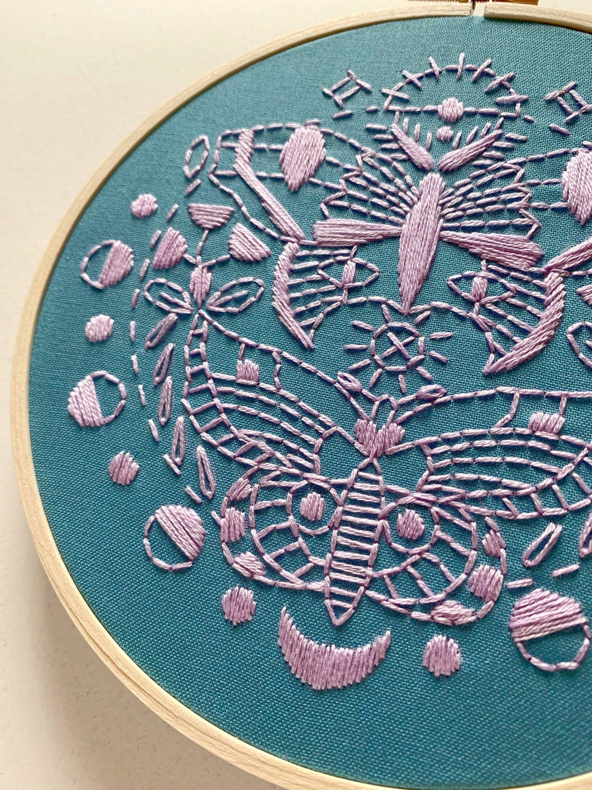 6" Beginner Gemini Moths Embroidery Kit - Shop at Persephone's Hearth