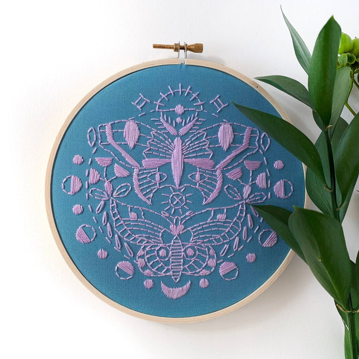 6" Beginner Gemini Moths Embroidery Kit - Shop at Persephone's Hearth