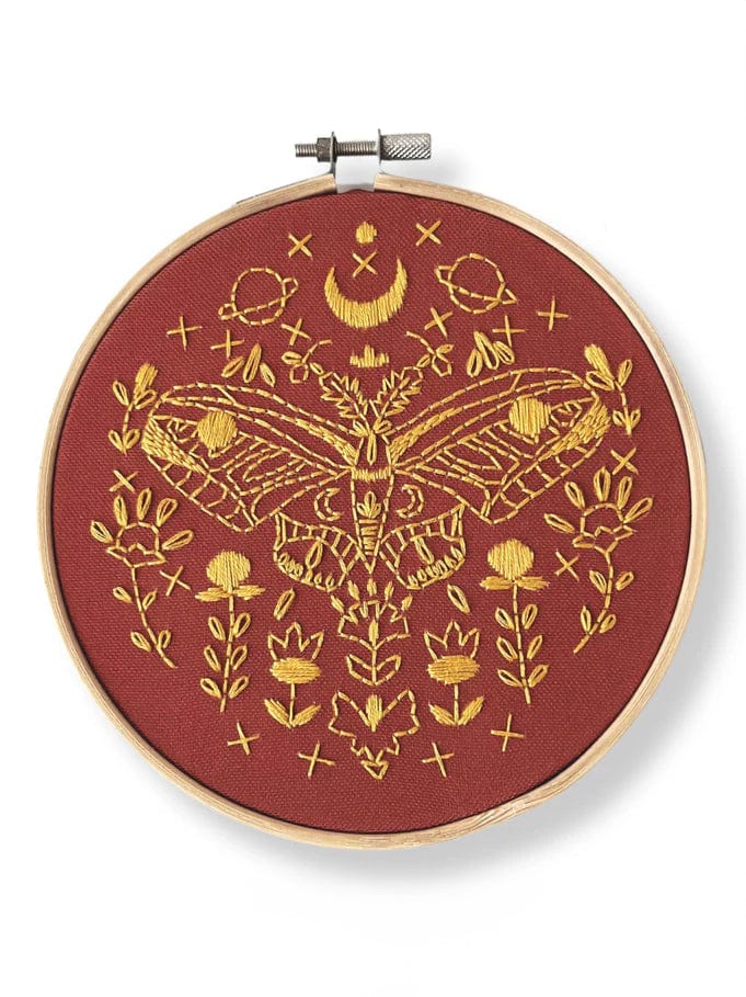 6" Beginner Golden Moth Embroidery Kit - Shop at Persephone's Hearth