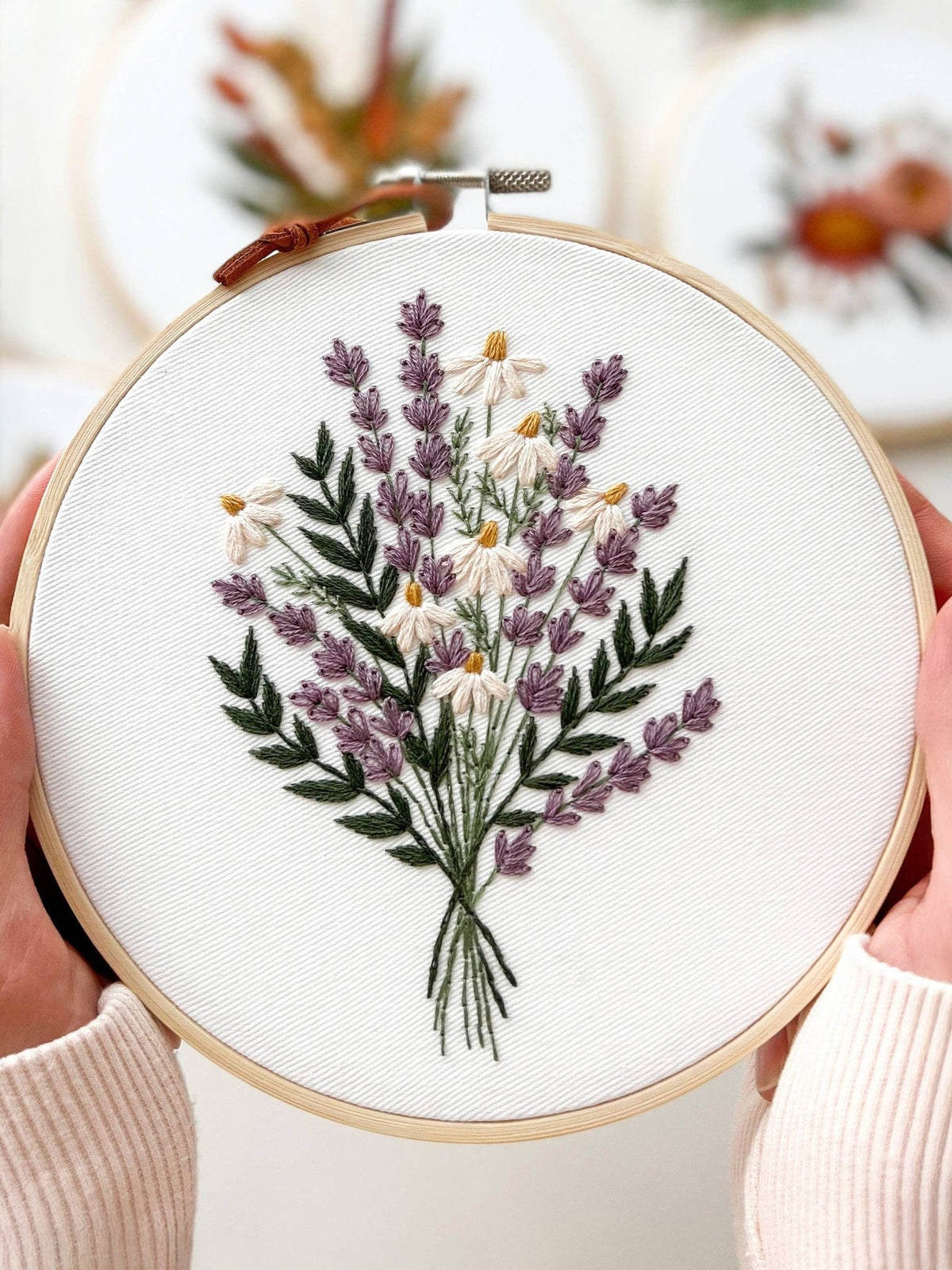 6" Beginner Lavender and Daisies Embroidery Kit - Shop at Persephone's Hearth