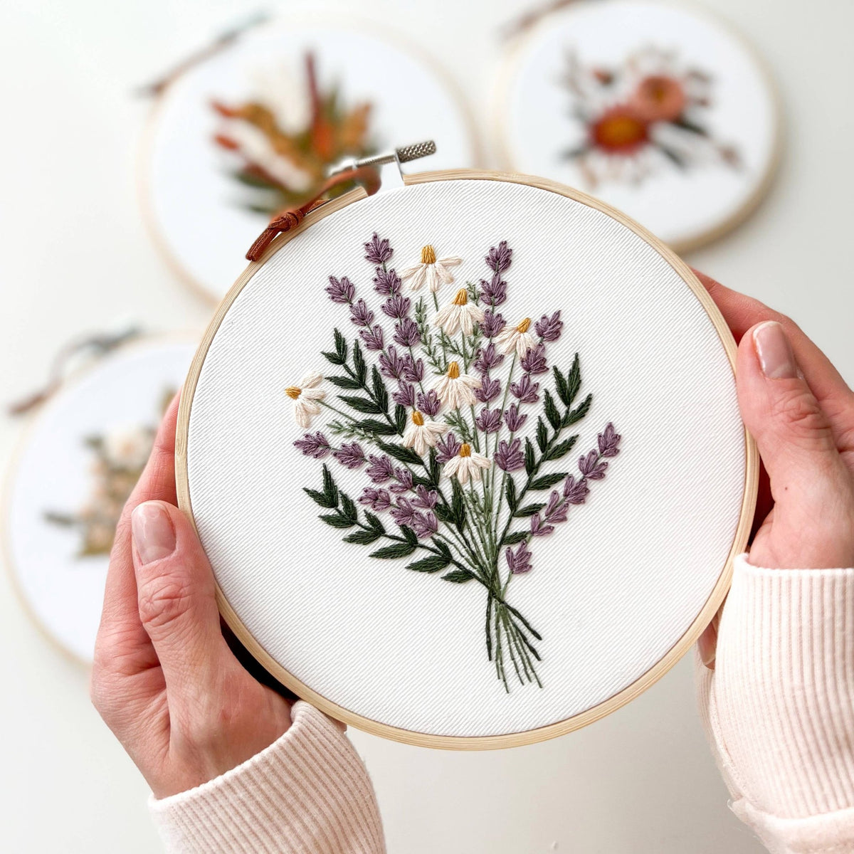 6" Beginner Lavender and Daisies Embroidery Kit - Shop at Persephone's Hearth