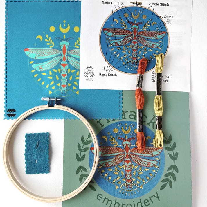 6" Beginner Mystic Dragonfly Embroidery Kit - Shop at Persephone's Hearth