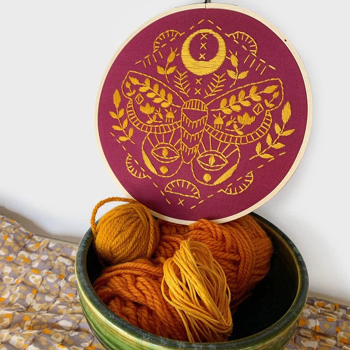 6" Beginner Mythic Moth Embroidery Kit - Shop at Persephone's Hearth