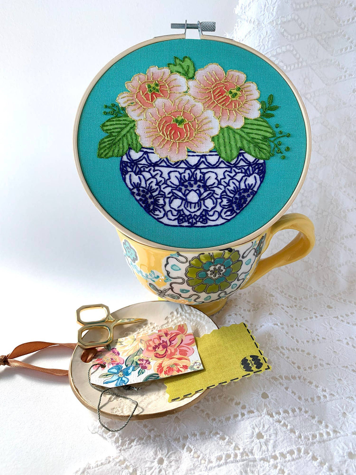 6" Beginner Peony Embroidery Kit - Shop at Persephone's Hearth