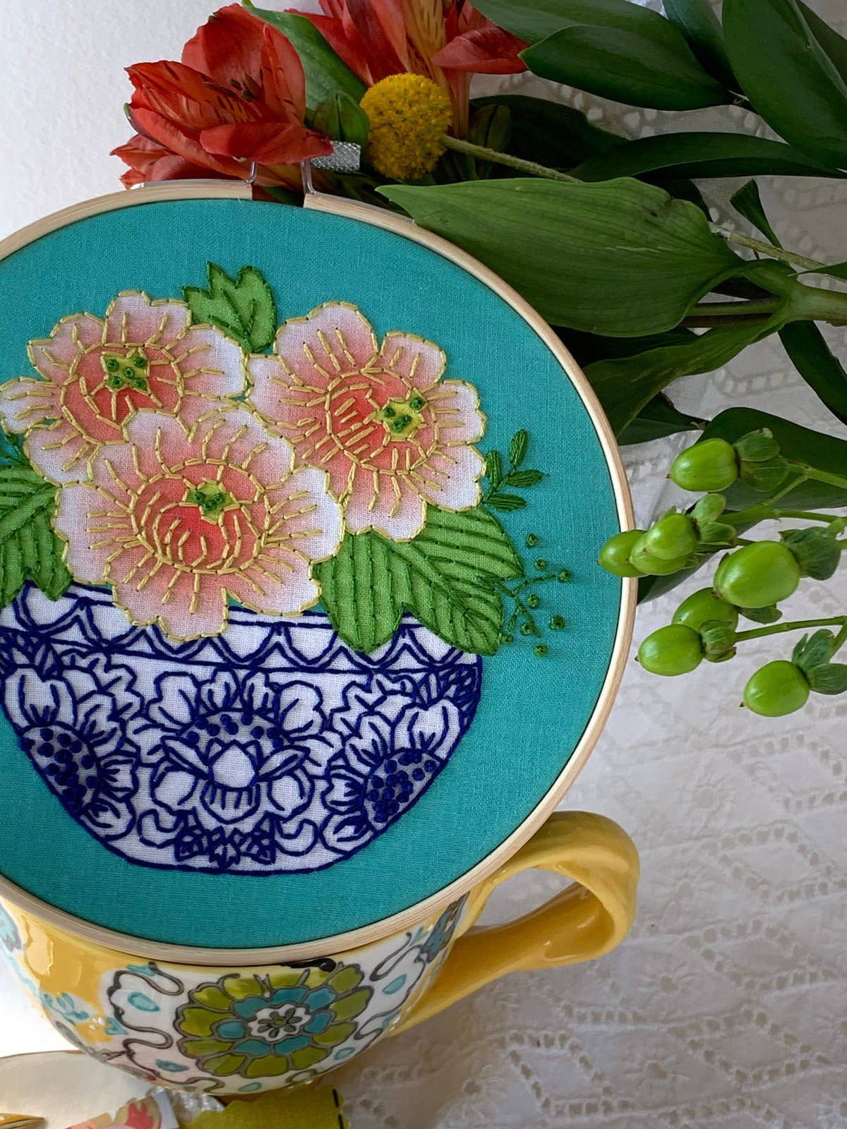 6" Beginner Peony Embroidery Kit - Shop at Persephone's Hearth