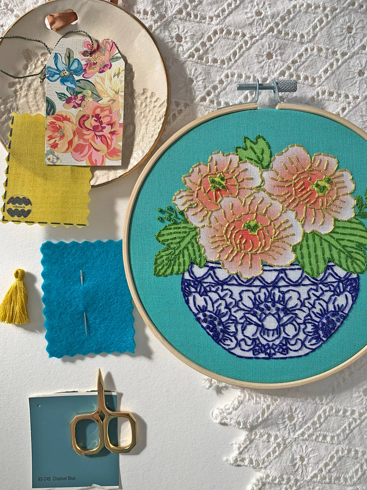 6" Beginner Peony Embroidery Kit - Shop at Persephone's Hearth