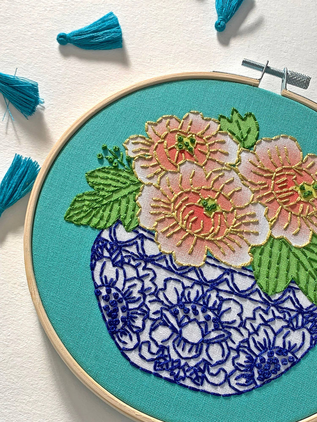 6" Beginner Peony Embroidery Kit - Shop at Persephone's Hearth
