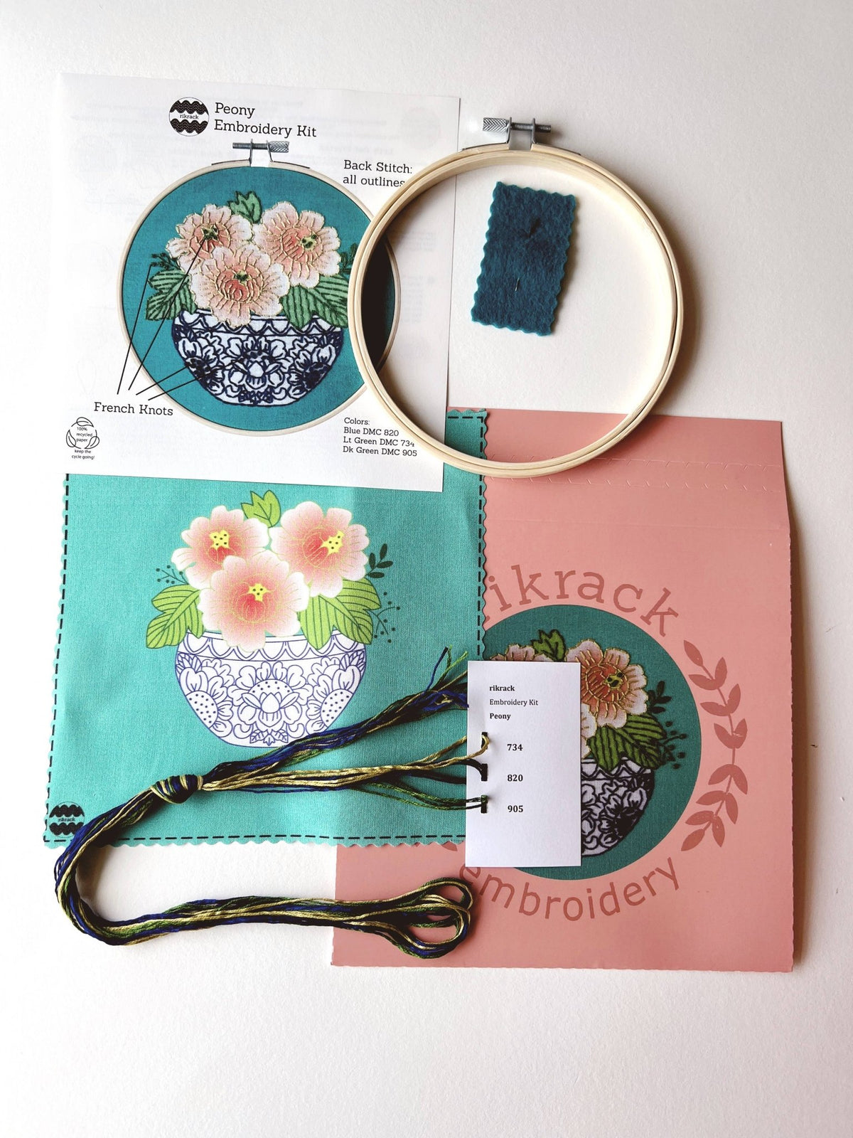 6" Beginner Peony Embroidery Kit - Shop at Persephone's Hearth