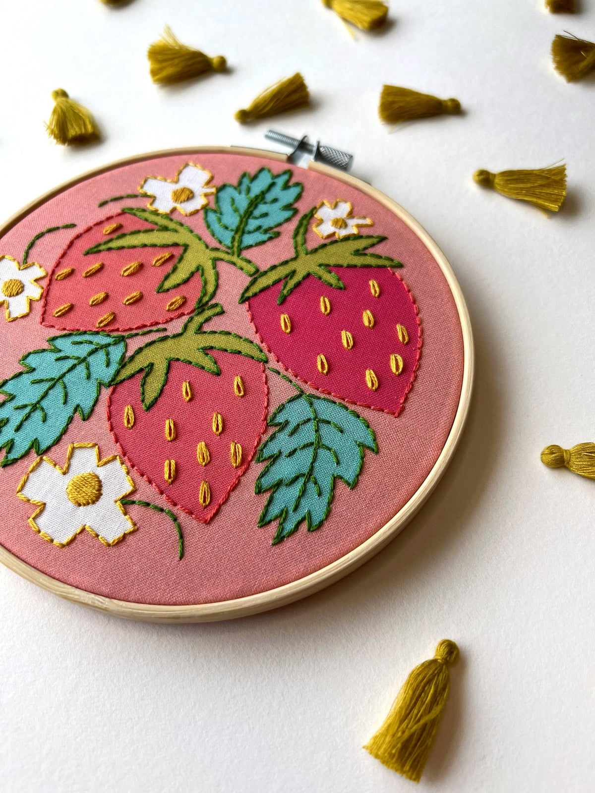6" Beginner Strawberries Embroidery Kit - Shop at Persephone's Hearth