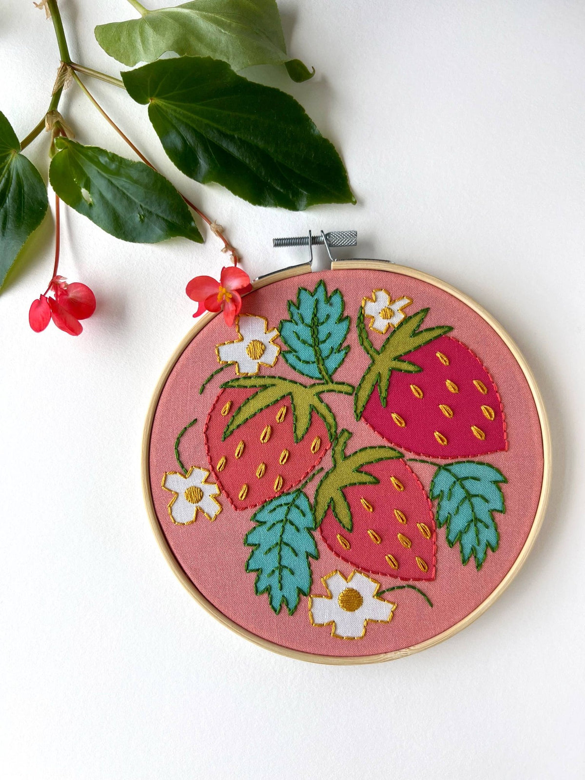 6" Beginner Strawberries Embroidery Kit - Shop at Persephone's Hearth