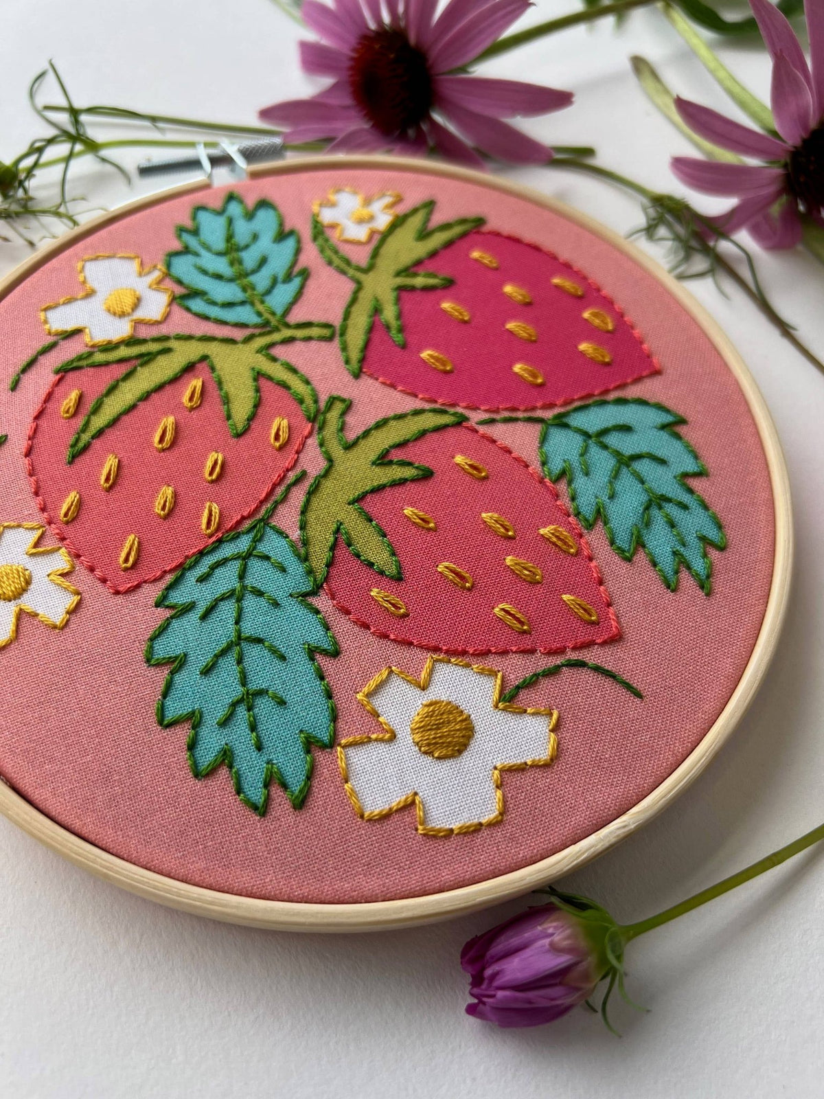 6" Beginner Strawberries Embroidery Kit - Shop at Persephone's Hearth