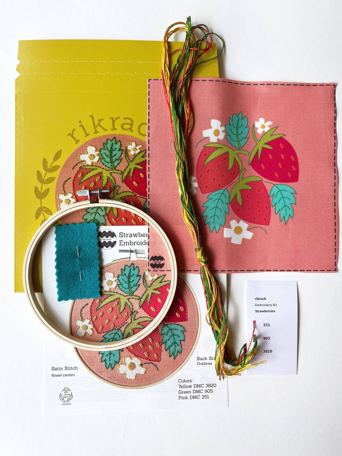 6" Beginner Strawberries Embroidery Kit - Shop at Persephone's Hearth