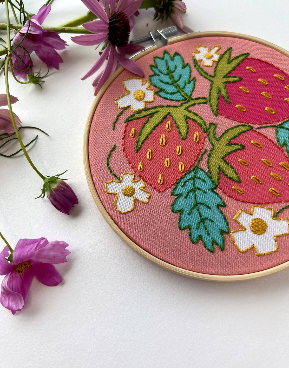 6" Beginner Strawberries Embroidery Kit - Shop at Persephone's Hearth