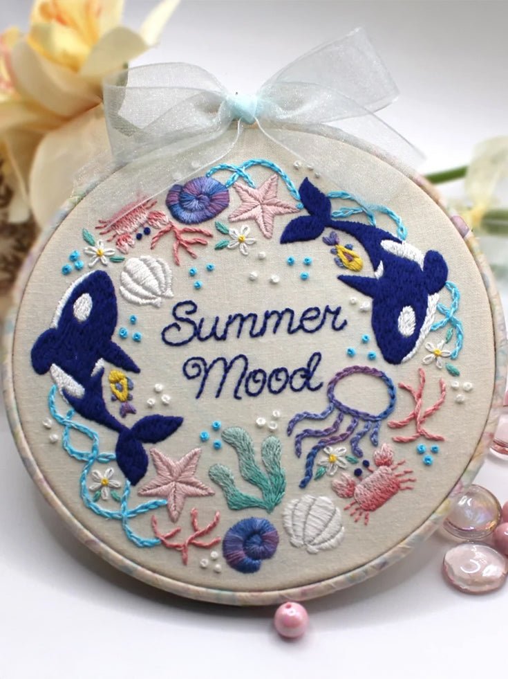 6" Beginner Summer Orca Embroidery Kit - Shop at Persephone's Hearth