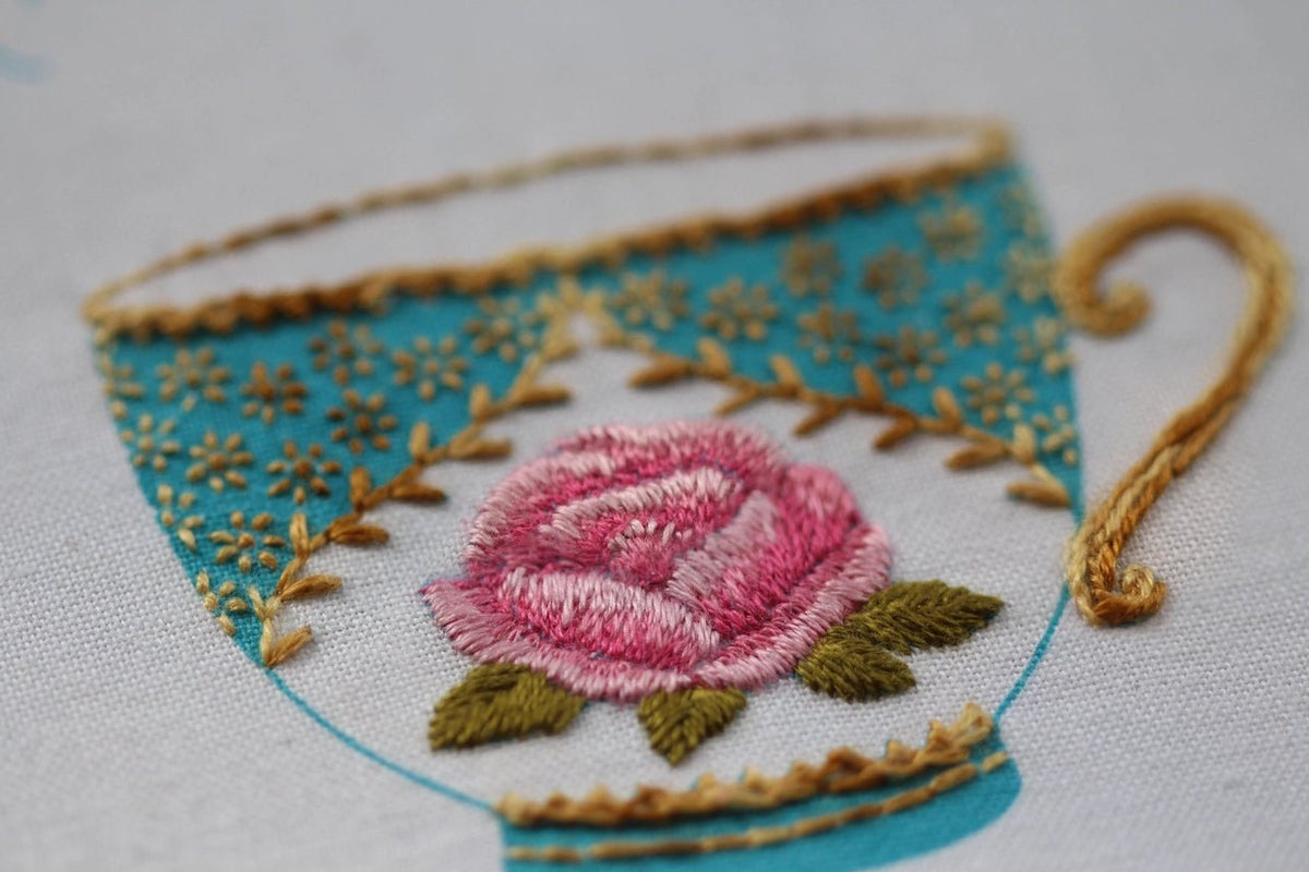 6" Beginner "Teacup" Embroidery Sampler - Shop at Persephone's Hearth