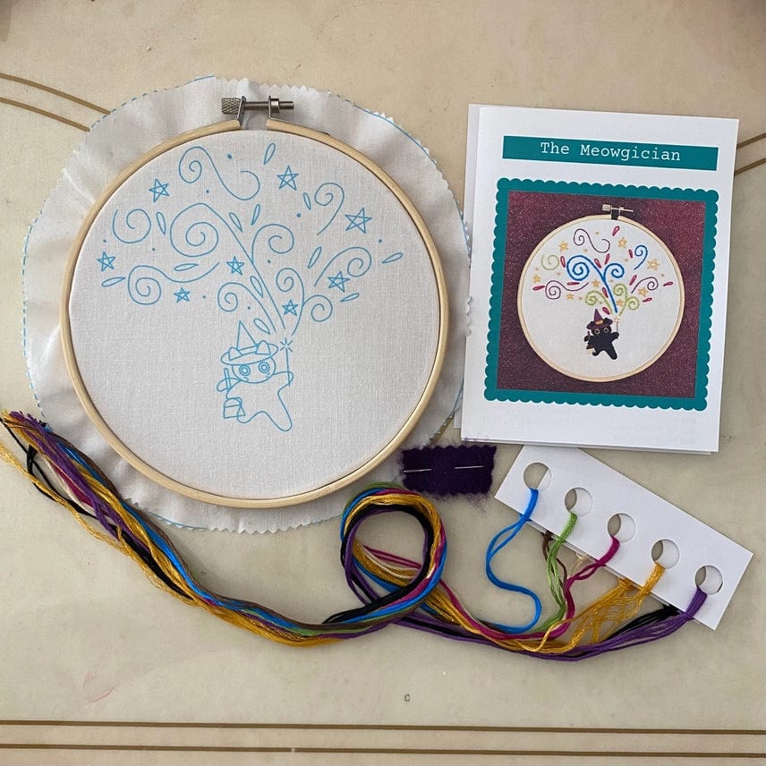 6" Beginner "The Meowgician" Embroidery Kit - Shop at Persephone's Hearth