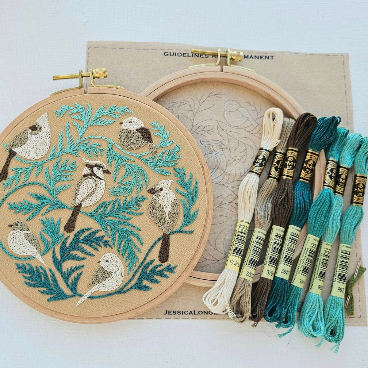 *Pre - order* 6" Beginner Winter Birds Embroidery Kit - Shop at Persephone's Hearth