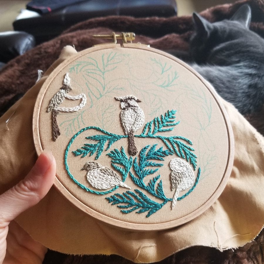 *Pre - order* 6" Beginner Winter Birds Embroidery Kit - Shop at Persephone's Hearth