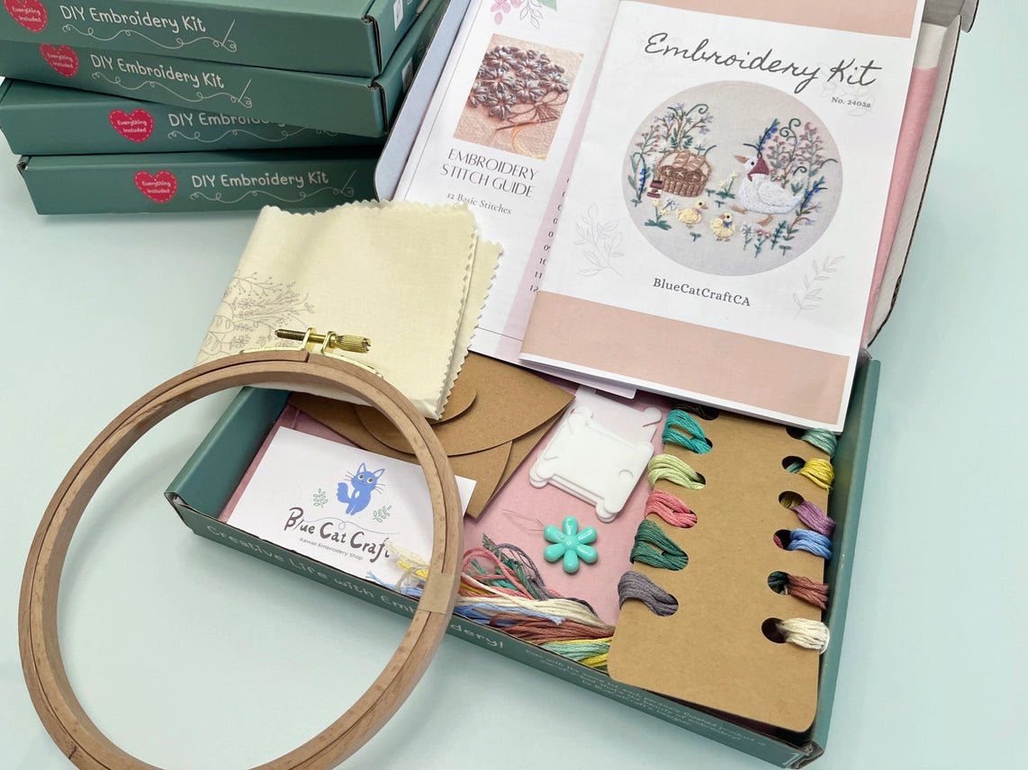 6" Beginner Winter Foxes Embroidery Kit - Shop at Persephone's Hearth