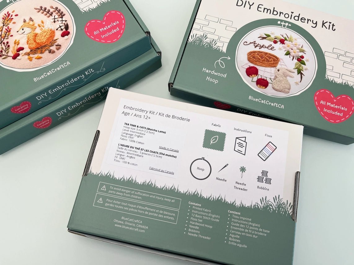 6" Beginner Winter Foxes Embroidery Kit - Shop at Persephone's Hearth