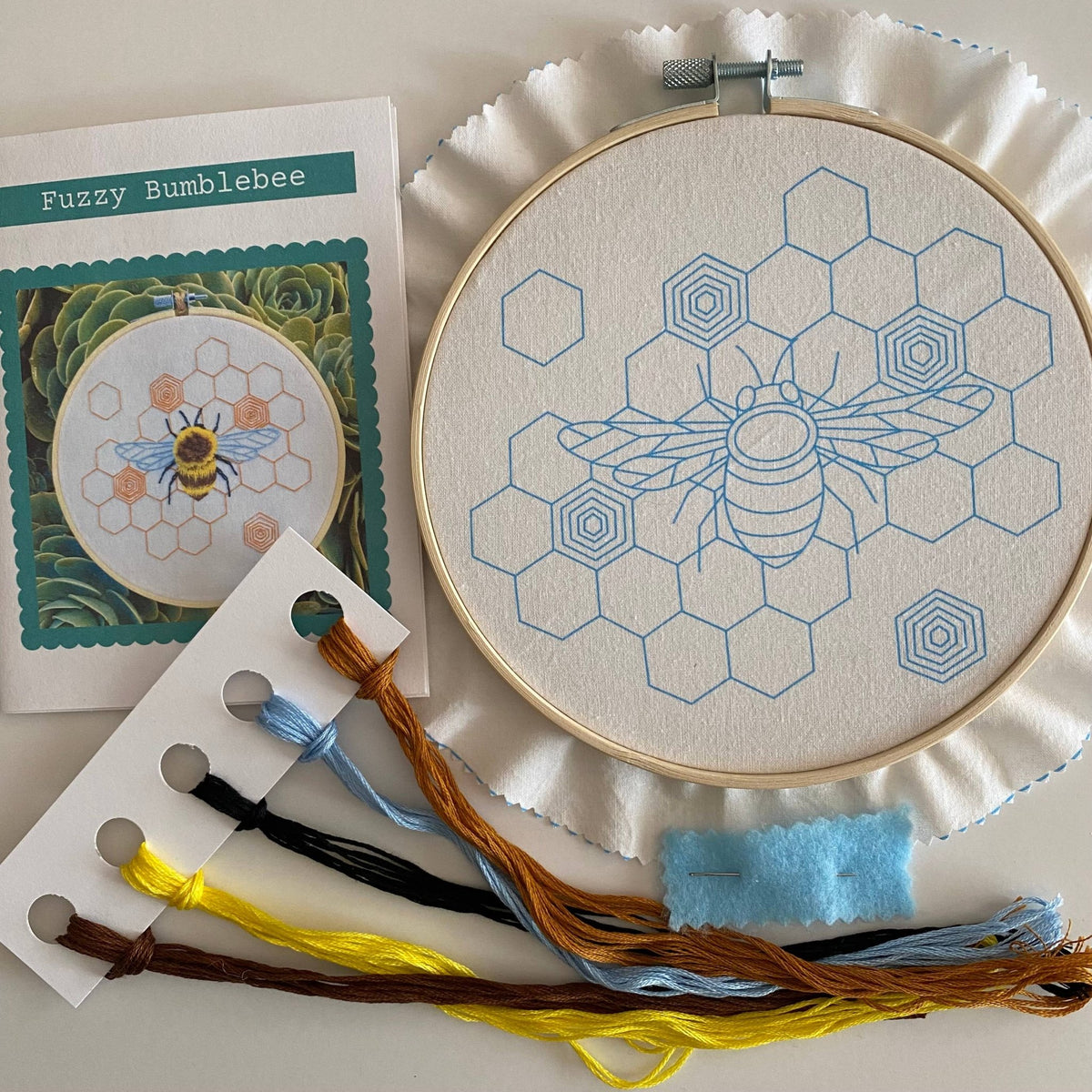 6" Fuzzy Bumblebee DIY Embroidery Kit - Shop at Persephone's Hearth