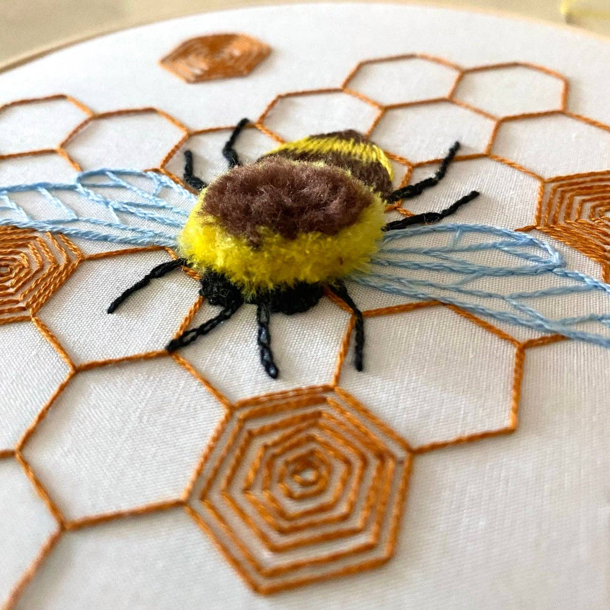 6" Fuzzy Bumblebee DIY Embroidery Kit - Shop at Persephone's Hearth