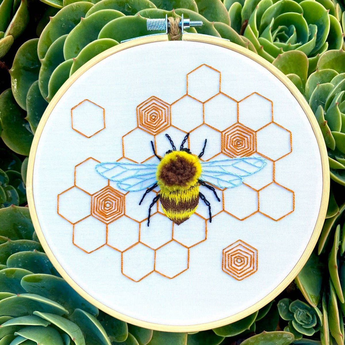 6" Fuzzy Bumblebee DIY Embroidery Kit - Shop at Persephone's Hearth