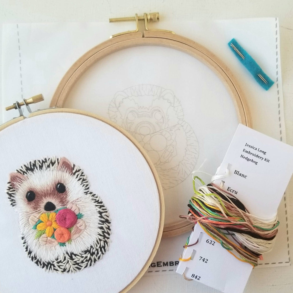 6" Hedgehog Embroidery Kit - Shop at Persephone's Hearth