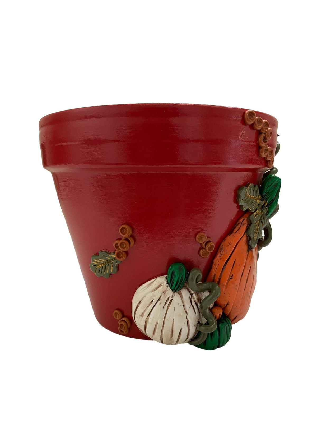6" Limited Edition Red Pumpkin Motif Plant Pot - Shop at Persephone's Hearth